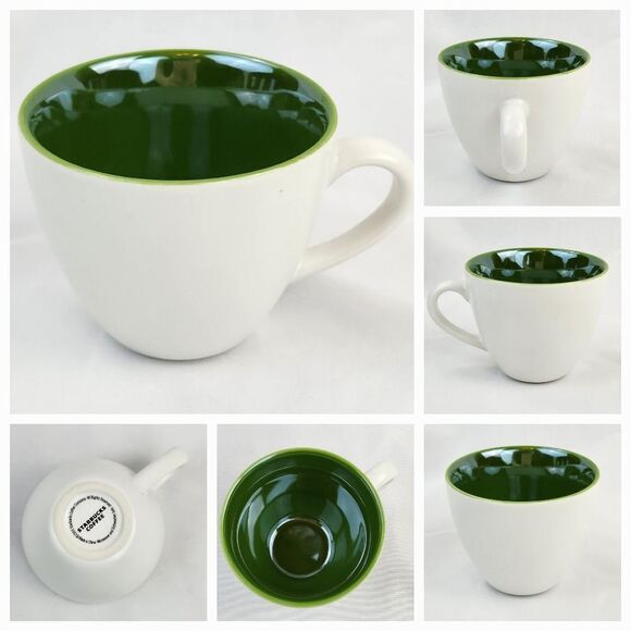 ☕️Starbucks 2005 White & Green Pearlescent Demitasse 4oz Espresso Mug - Picture 2 of 10